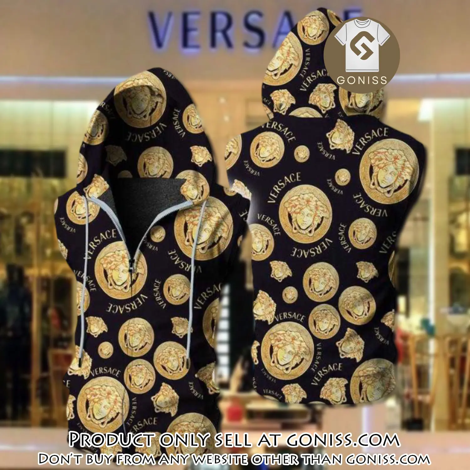 Gianni versace unisex sleeveless zip up hoodie luxury for men women szh003 gn0620161